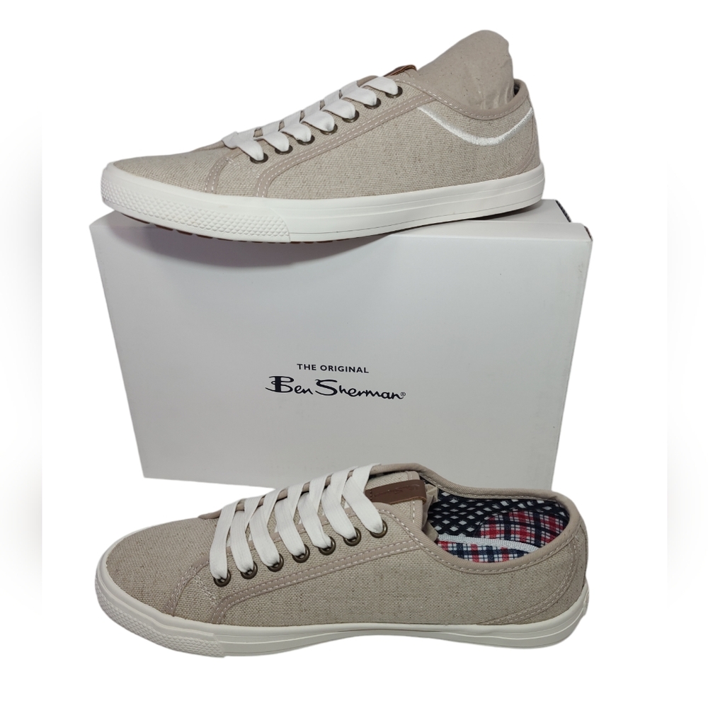 Ben Sherman Men's Conall Lo Sneakers Natural Linen Size 8 (BNM00117) New